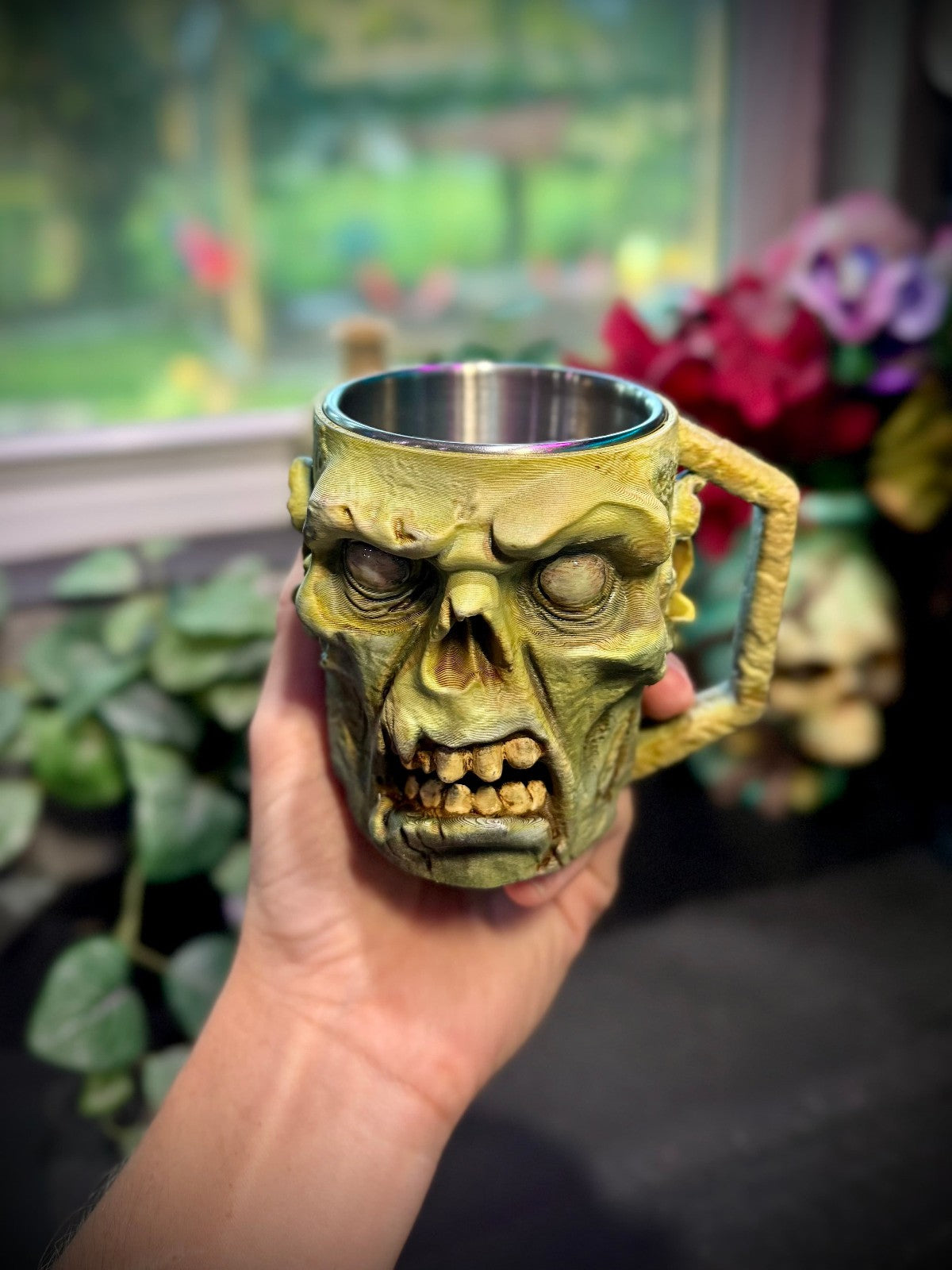 Zombie Cup - Frankenstein's Mug on a Mug - Halloween Mug (unpainted)