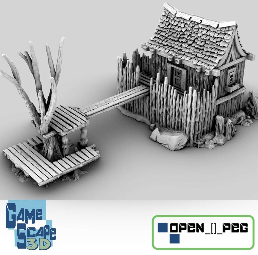 Swamp Outpost - Wooden Structure - River Hut - Boat Dock - House Terrain