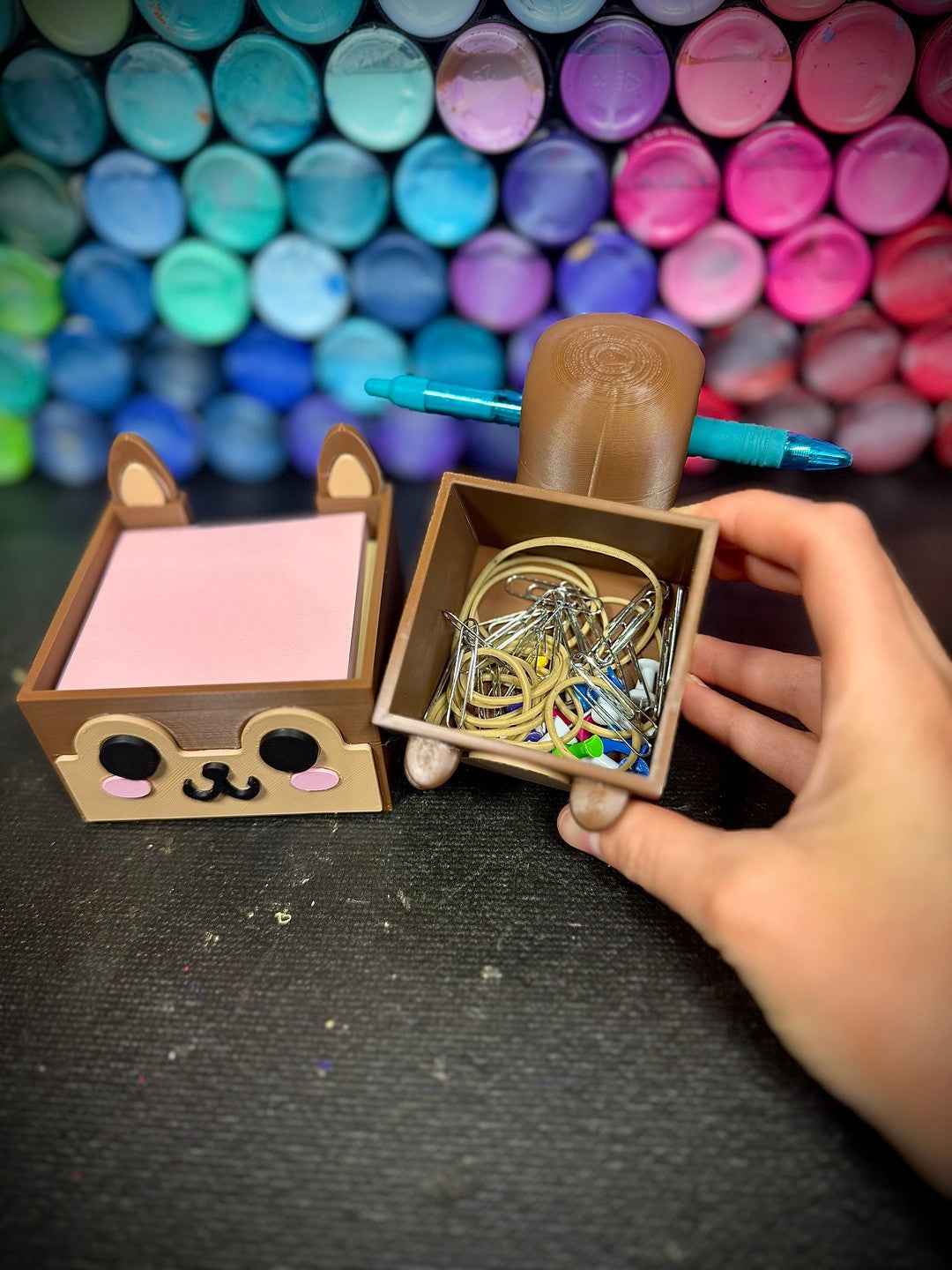 Squirrel Post It Organizer, Box, and Pen Holder - Practical Desktop (unpainted)