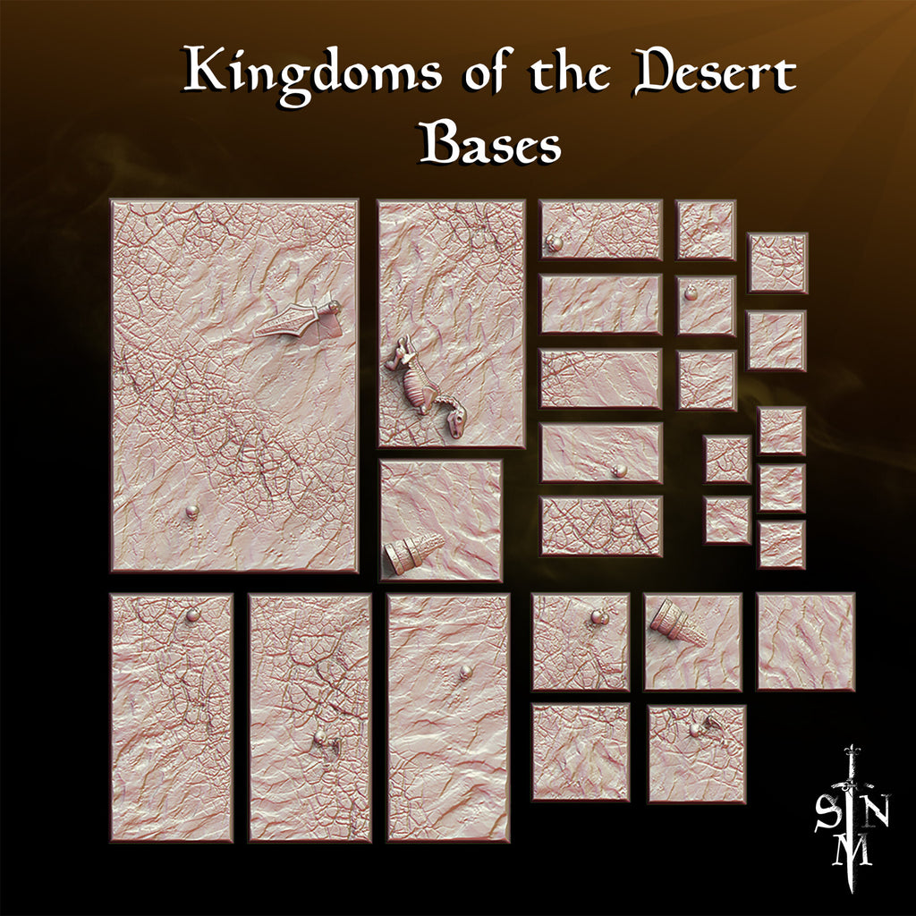 Textured Resin Based for Tabletop Gaming -Desert Themed Square Resin Bases WHF