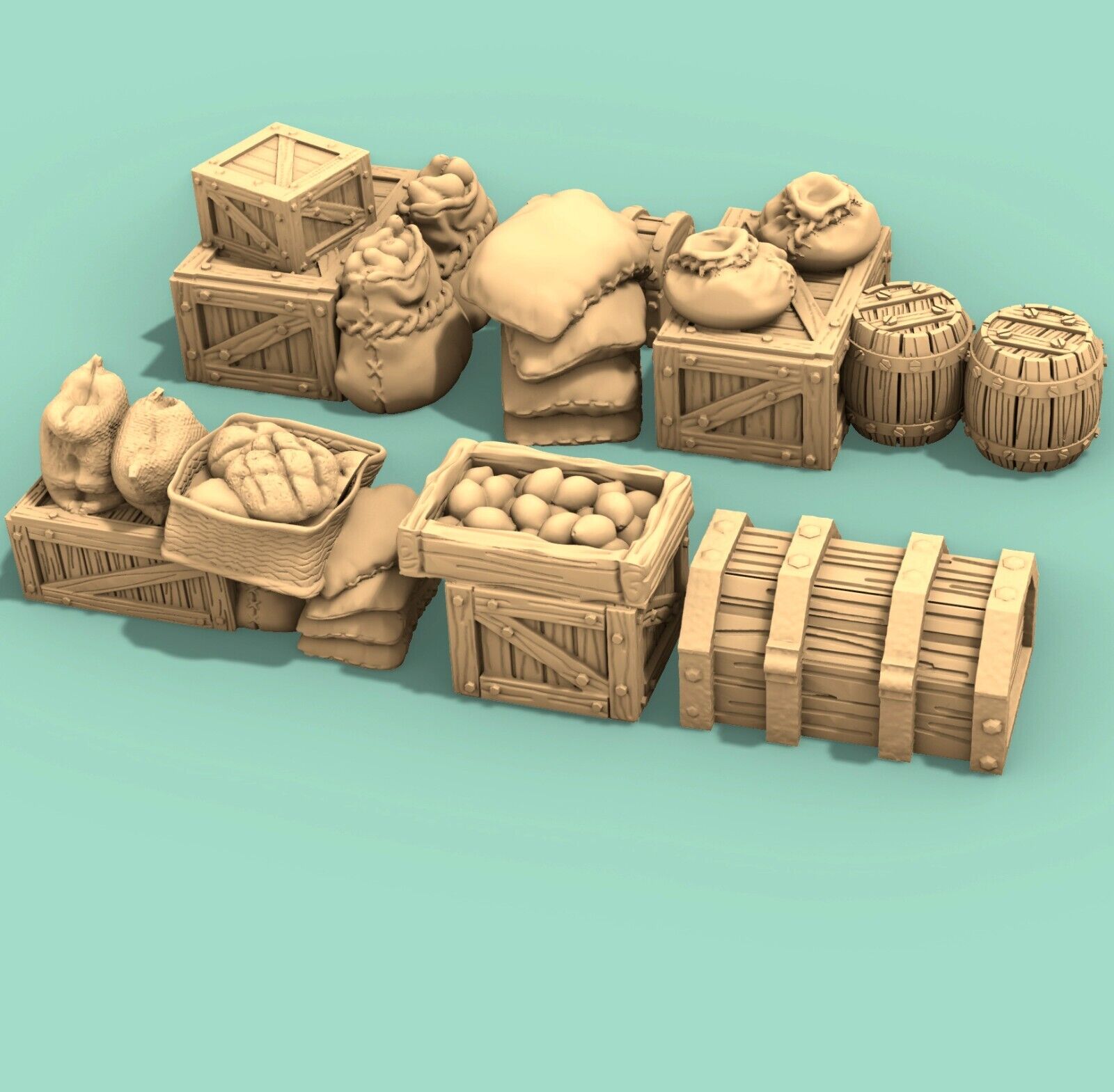 Common Interior Set - Kitchen Food Racks - Timber Tables Cotts Beds Armory