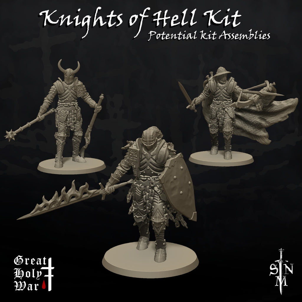 Knights of Hell Kit - Foot Soldier Miniatures - Grimdark Spearmen -
