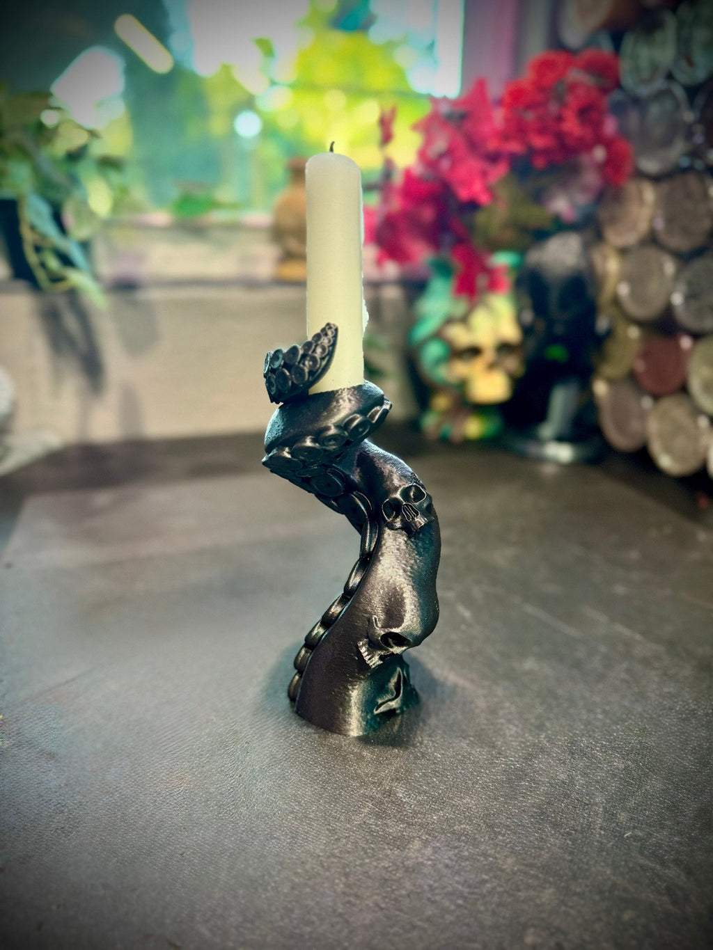 Skull Octopus Tentacle Candlestick Holder - Nautical Candlestick (unpainted)