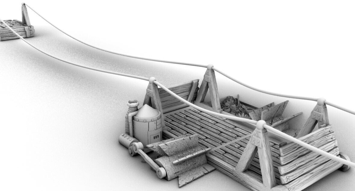 Darkage River Steam Ferry - Wooden Barge -Passage Boat -Tethered Crossing Device