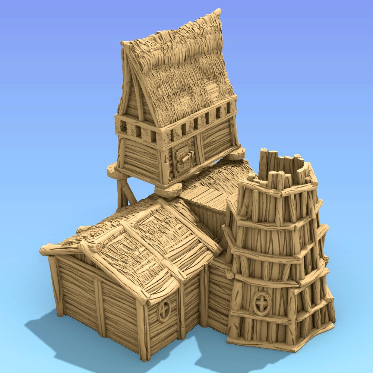 Miner Barracks - Thatch Roof Timber Frame Worker Resting House- Dwarven Domicile