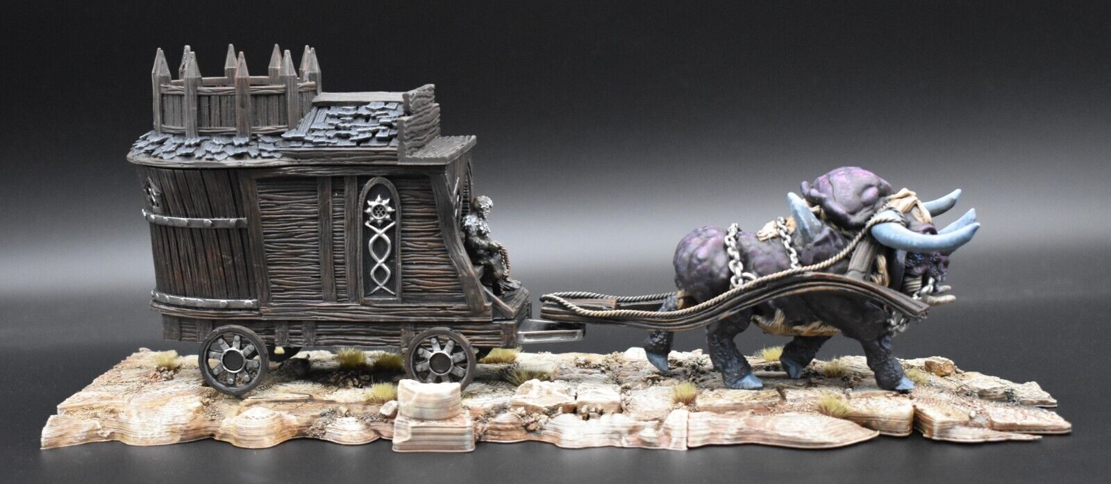 Merchant Wagon and Dire OX - Cart and Horned Bull - Animal Hitch - Taurus