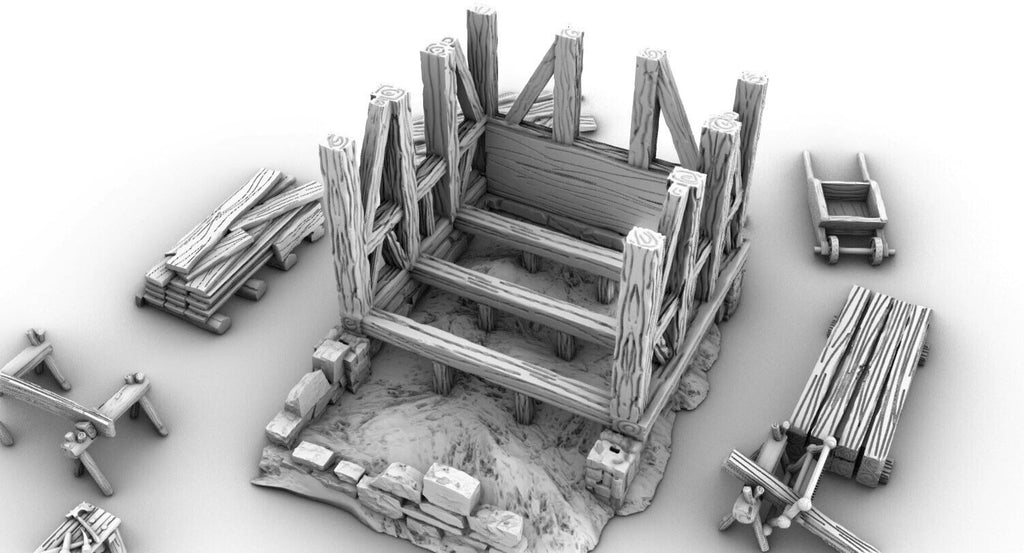 Full Construction Site Partial Building - Building Workshop - Archetecture Model