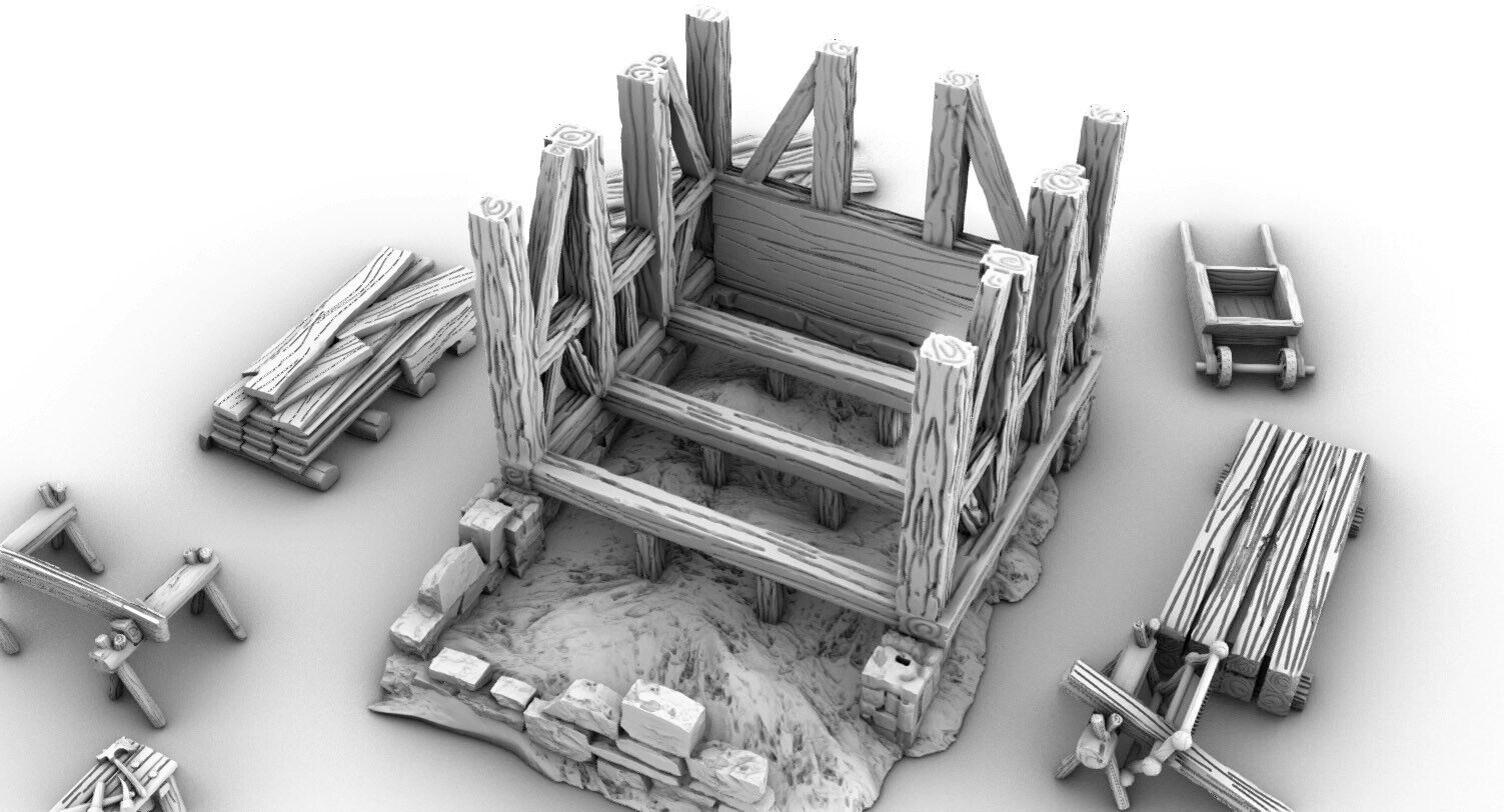 Full Construction Site Partial Building - Building Workshop - Archetecture Model