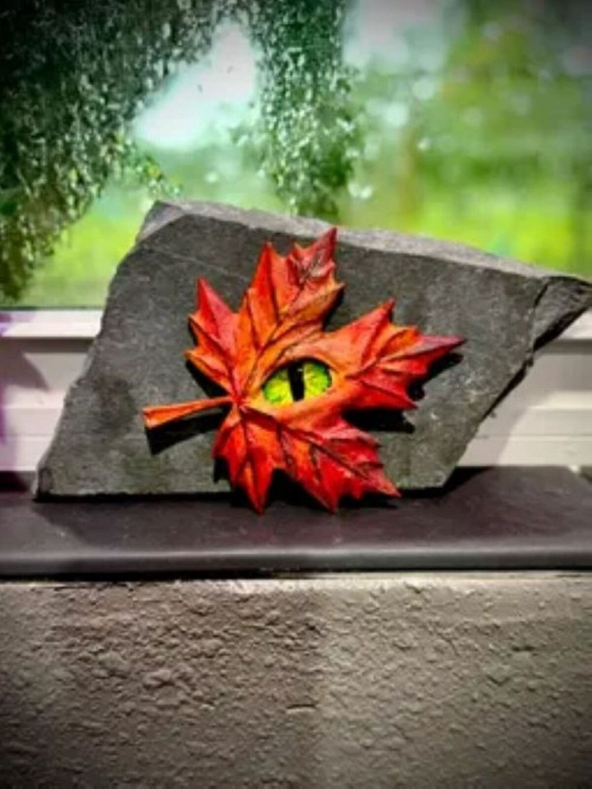 The All Seeing Maple Leaf - Halloween and Fall Decor Foliage - Nature Scenery