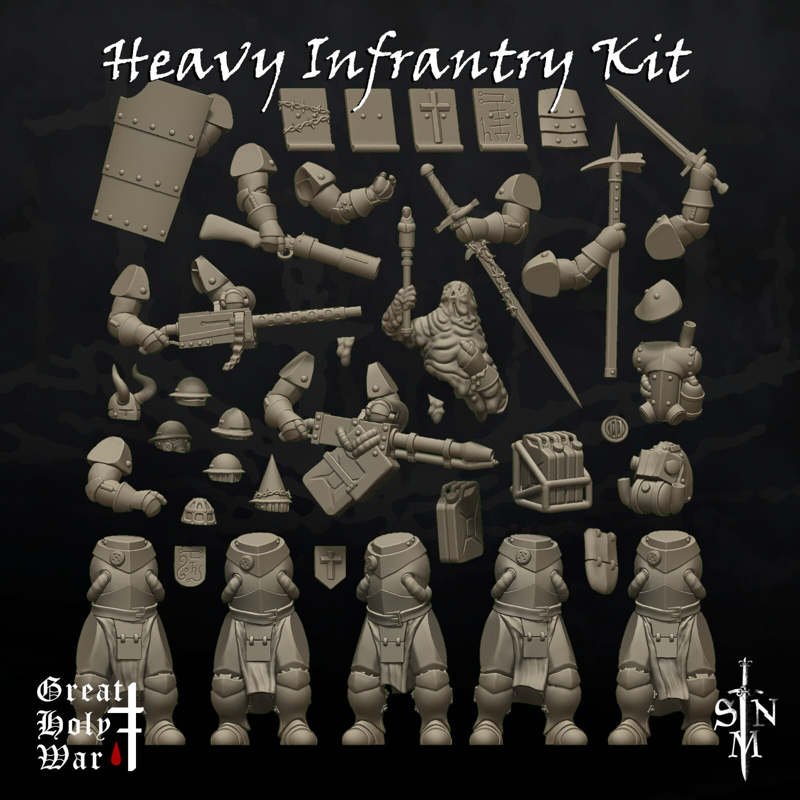 Heavy Infantry Kit - Annointed - Mechanized Grimdark Soldiers - Trench Crusaders