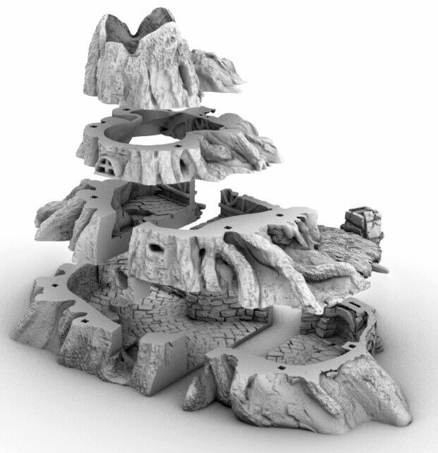 Halfling House with Watch Tower - Hobbit-like Dwelling - Stone Wood Earthy House