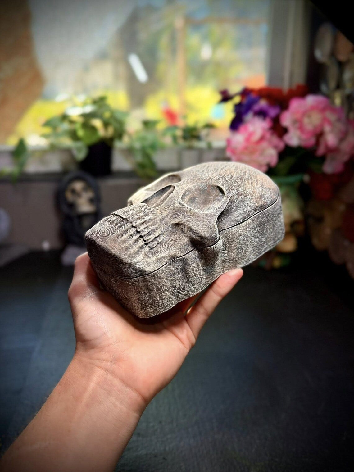 Skull Valentines Chocolate Holder - Halloween Decor (unpainted)