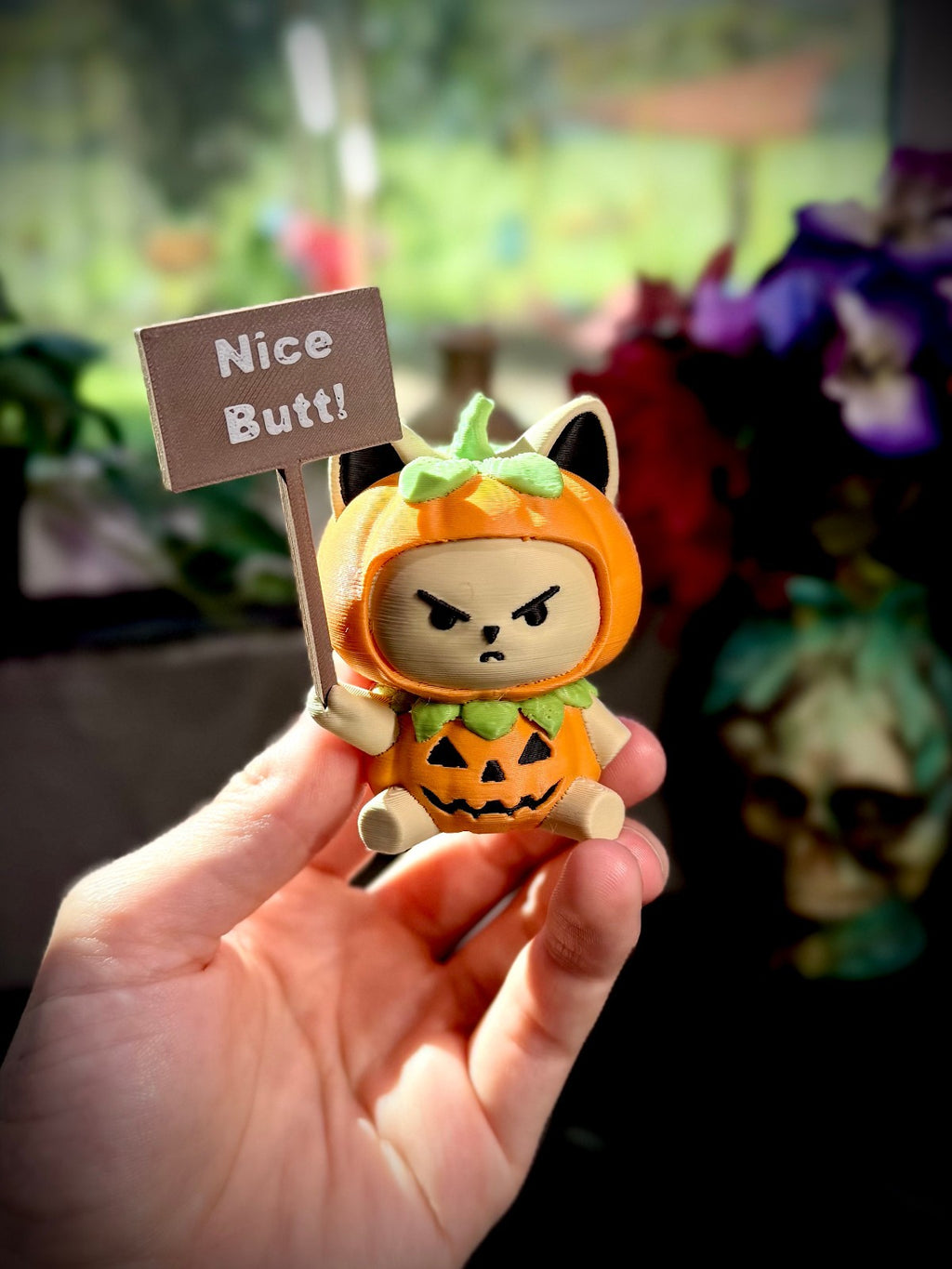 Angry Pumpkin Cat Print-a-pal - Cute Halloween Cat Figure (unpainted)