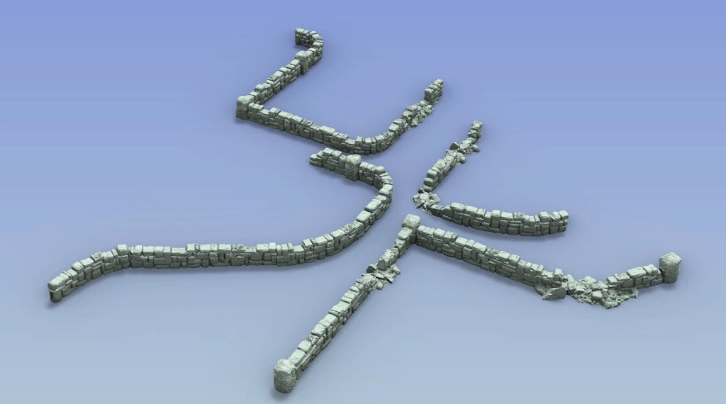 Stone Fence Terrain - Rugged Walls - Dilapidated Facade - Ruined Rock Border