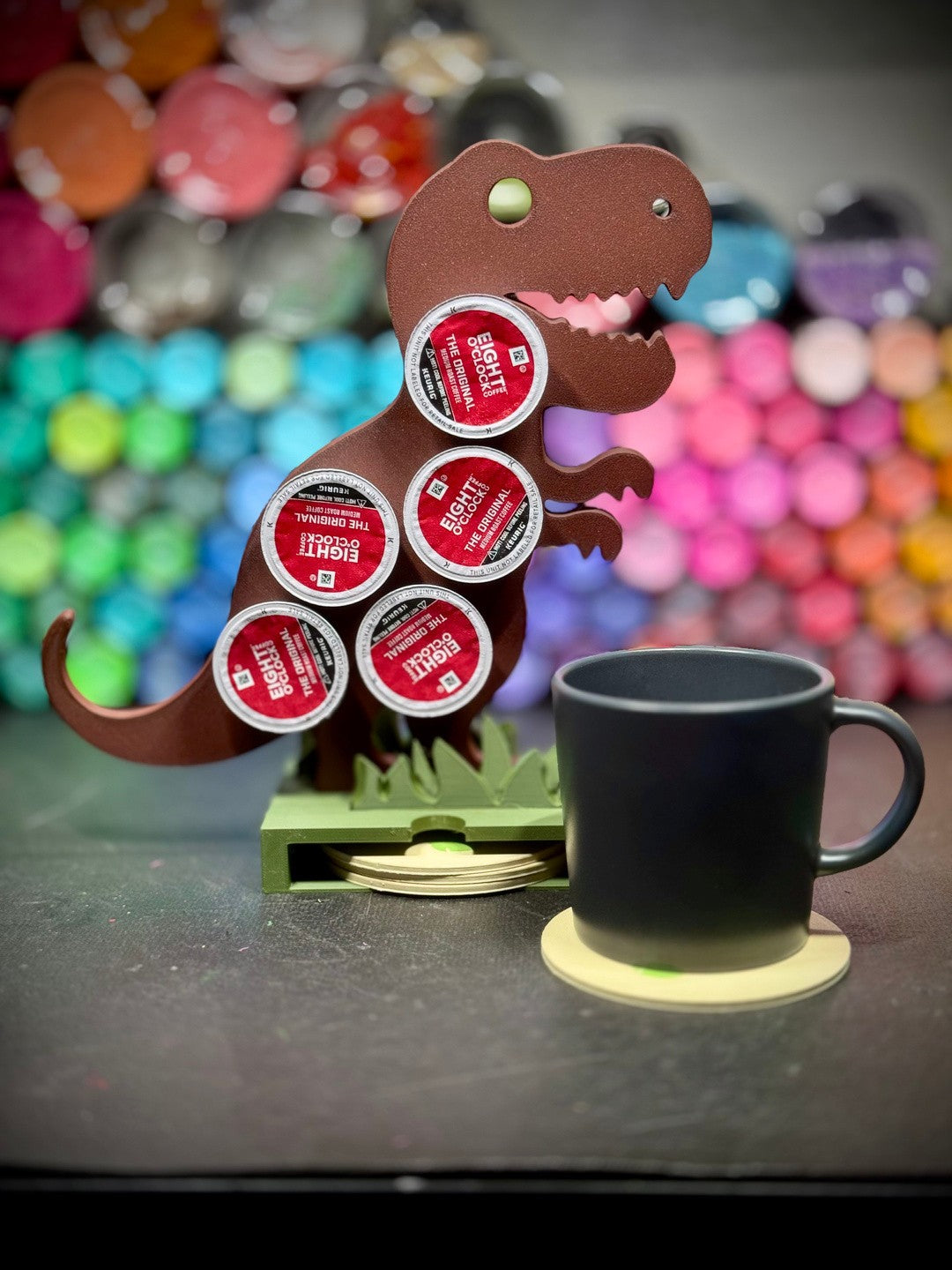 T Rex-presso - Dinosaur Shaped Coffee Pod Holder - Office Decor (unpainted)
