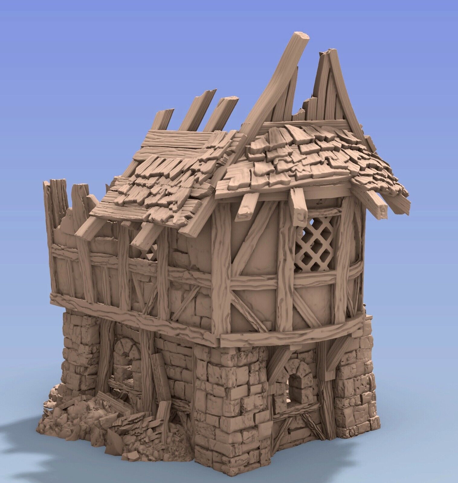 Timber Frame Ruin #2 (2 roof variations) Terrain Building