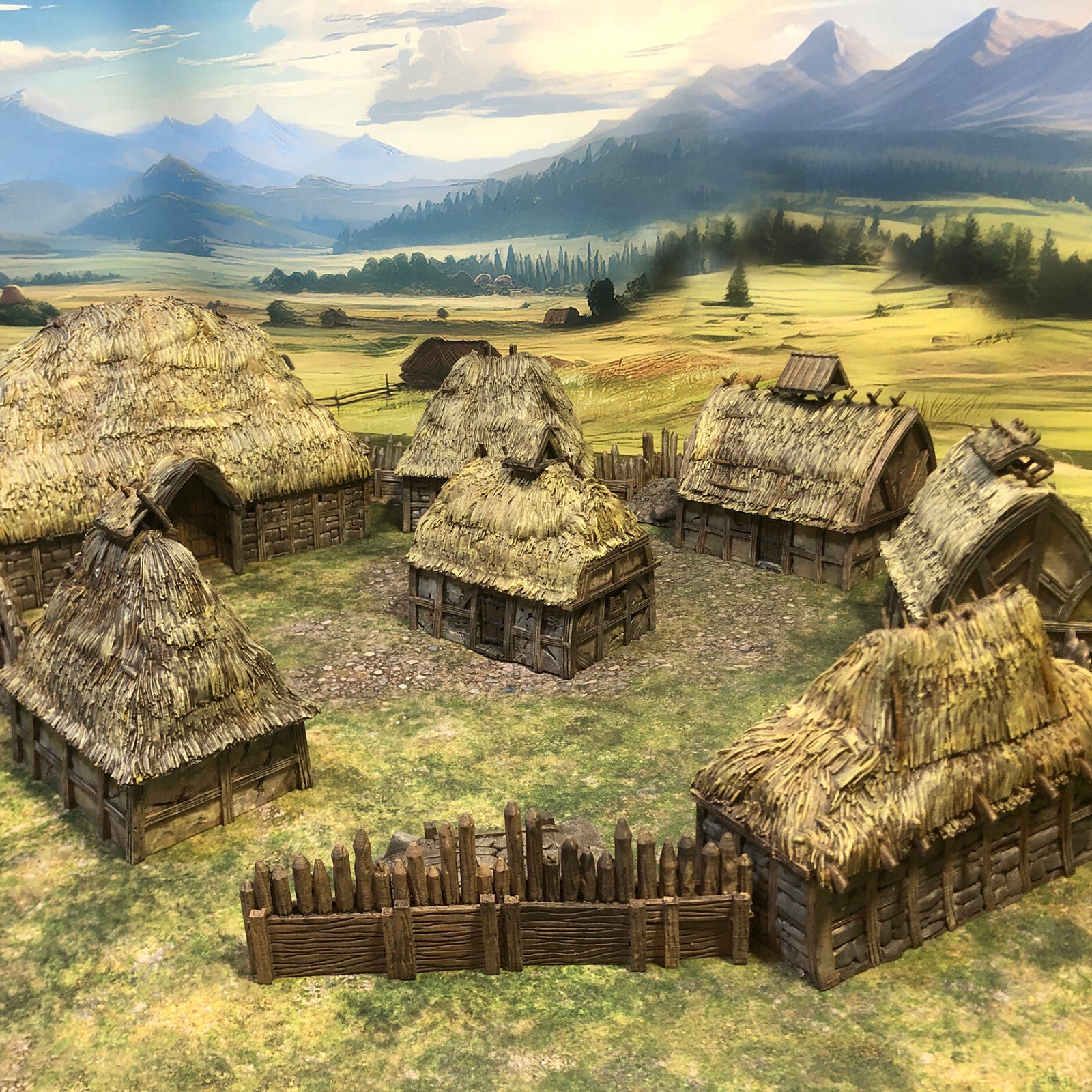 Rural Peasant Village - Dark Age Grass Huts - Country Hamlet Tabletop Terrain